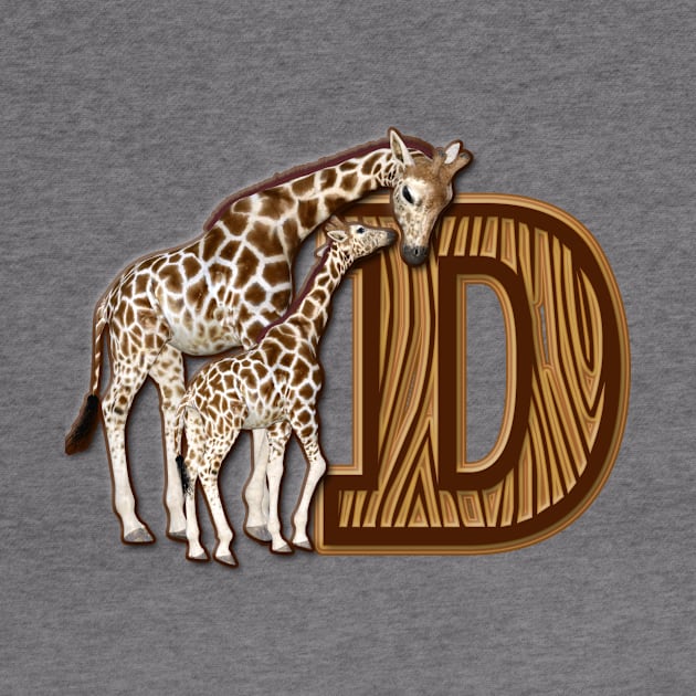 Mom and Baby Giraffe Monogram D by AlondraHanley